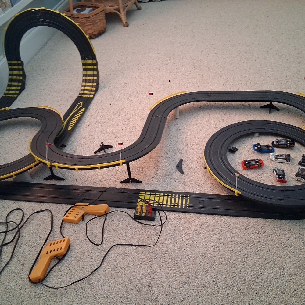 Black and Yellow Slot Car Racing Track Set